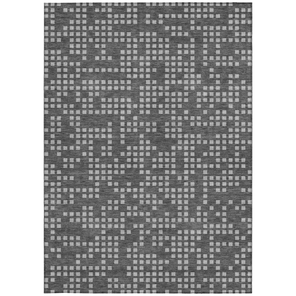 10' X 14' Graphite And Gray Abstract Washable Indoor Outdoor Area Rug — view 7