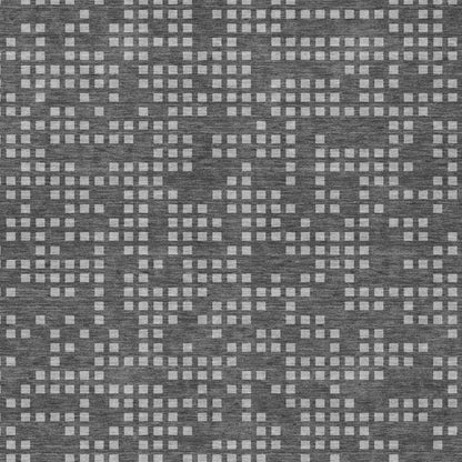 10' X 14' Graphite And Gray Abstract Washable Indoor Outdoor Area Rug