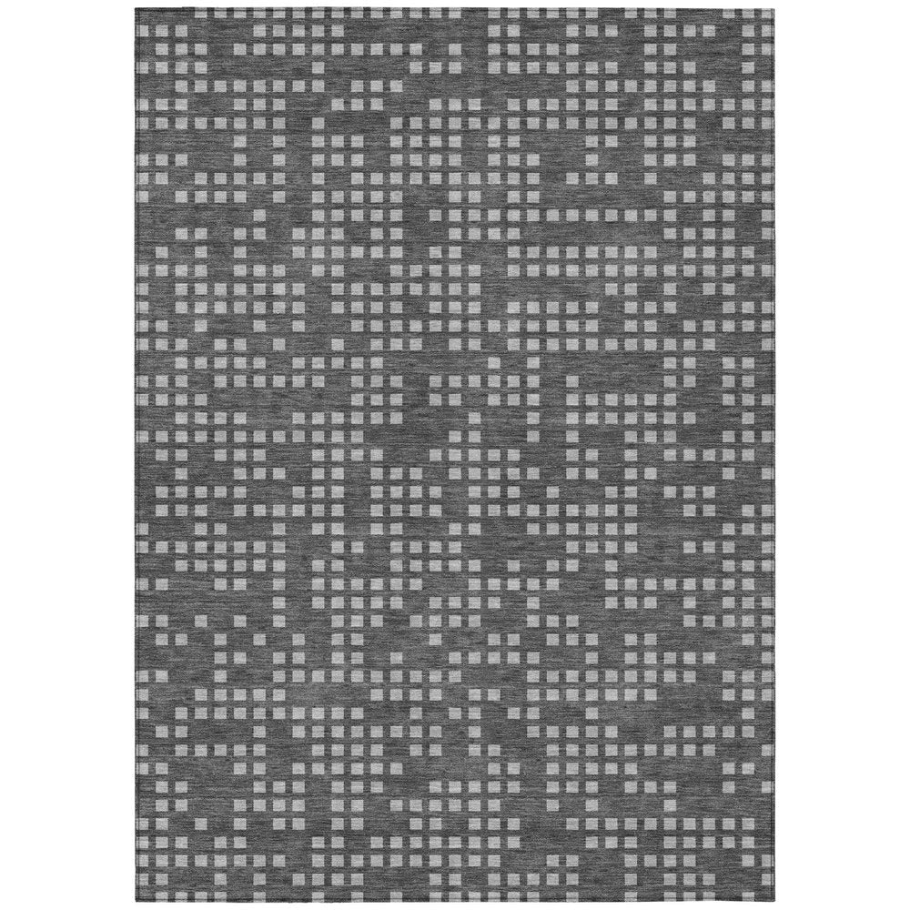 10' X 14' Graphite And Gray Abstract Washable Indoor Outdoor Area Rug — view 1