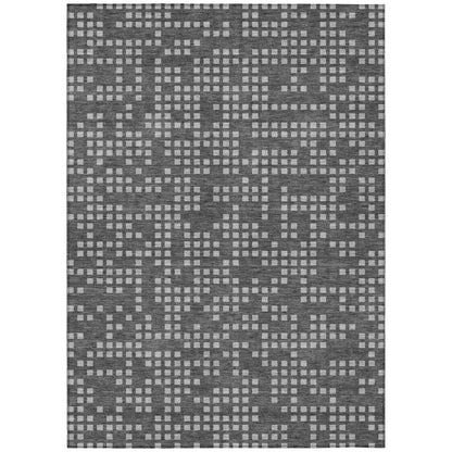10' X 14' Graphite And Gray Abstract Washable Indoor Outdoor Area Rug HomeRoots