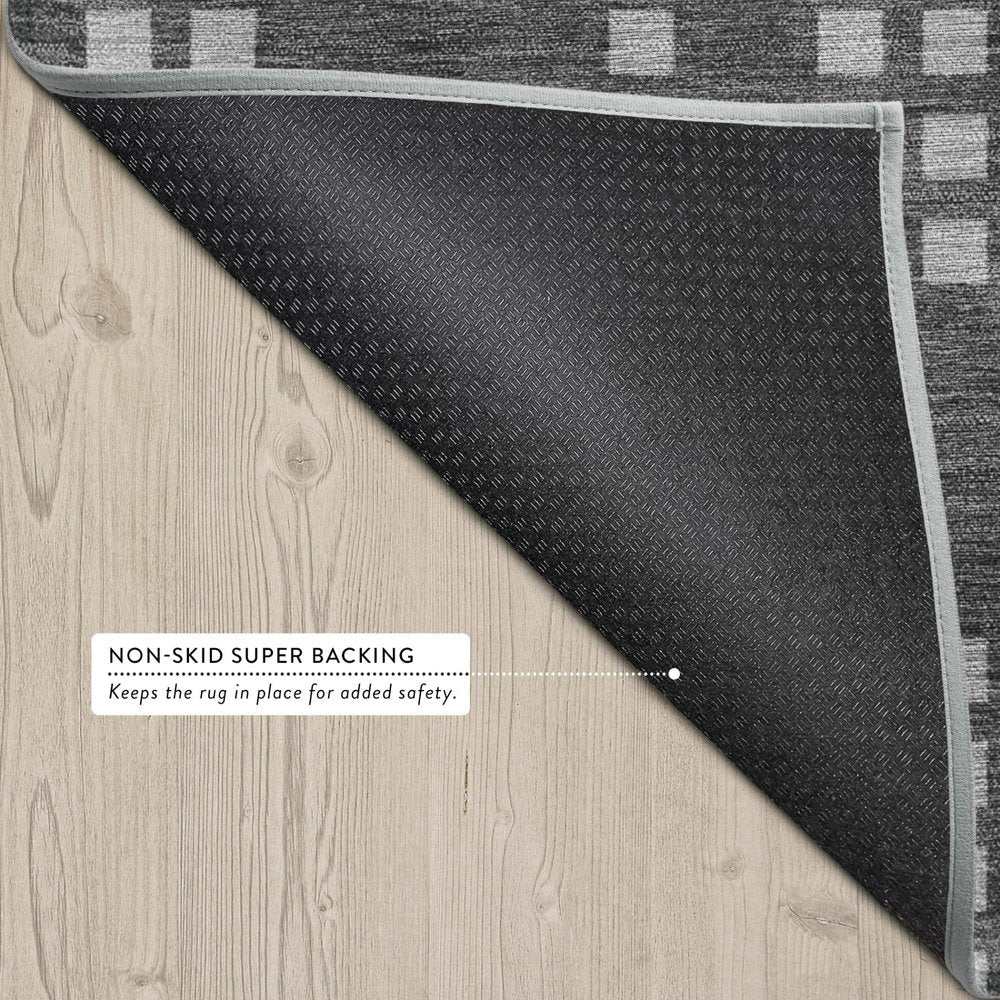 10' X 14' Graphite And Gray Abstract Washable Indoor Outdoor Area Rug — view 2