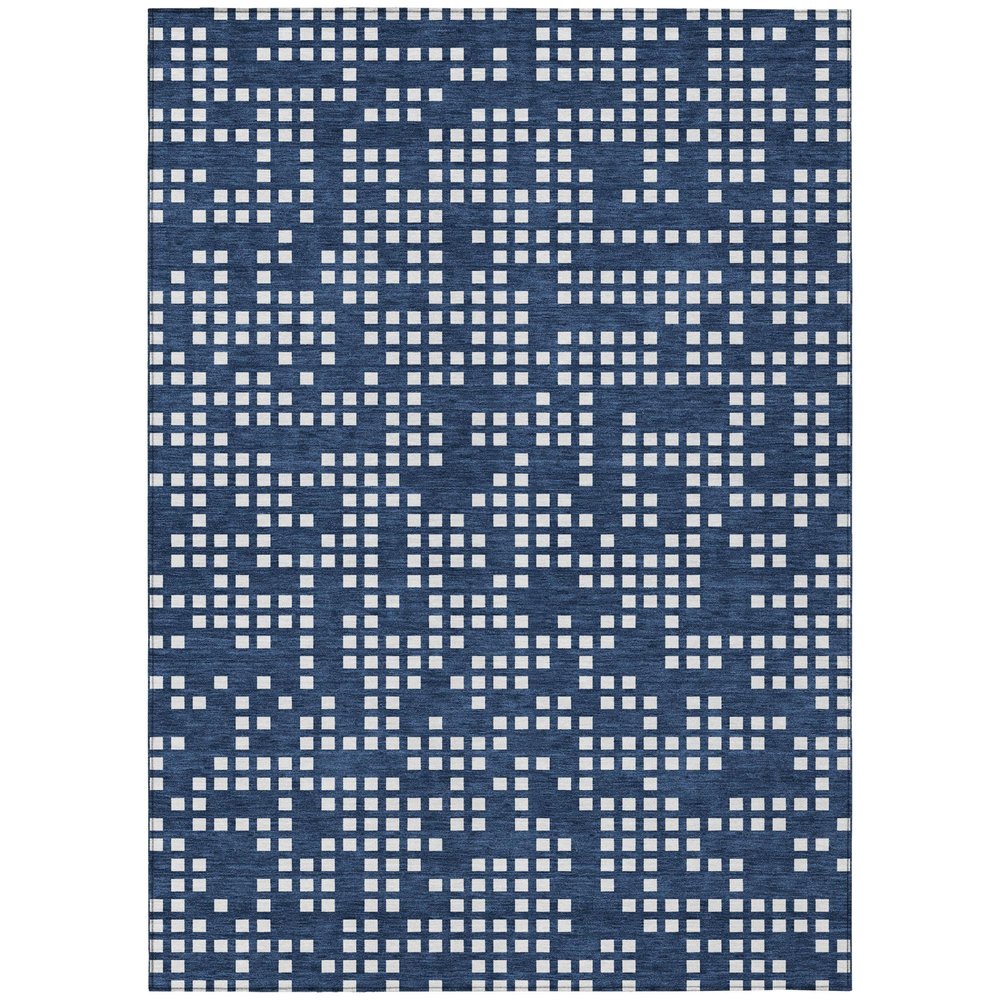 3' X 5' Navy Blue And Blue Abstract Washable Indoor Outdoor Area Rug HomeRoots