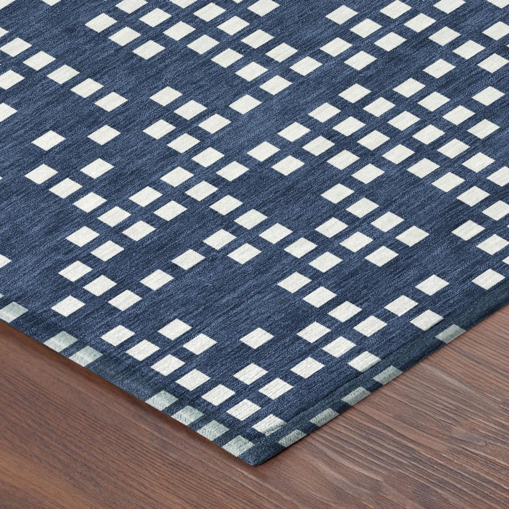 3' X 5' Navy Blue And Blue Abstract Washable Indoor Outdoor Area Rug HomeRoots