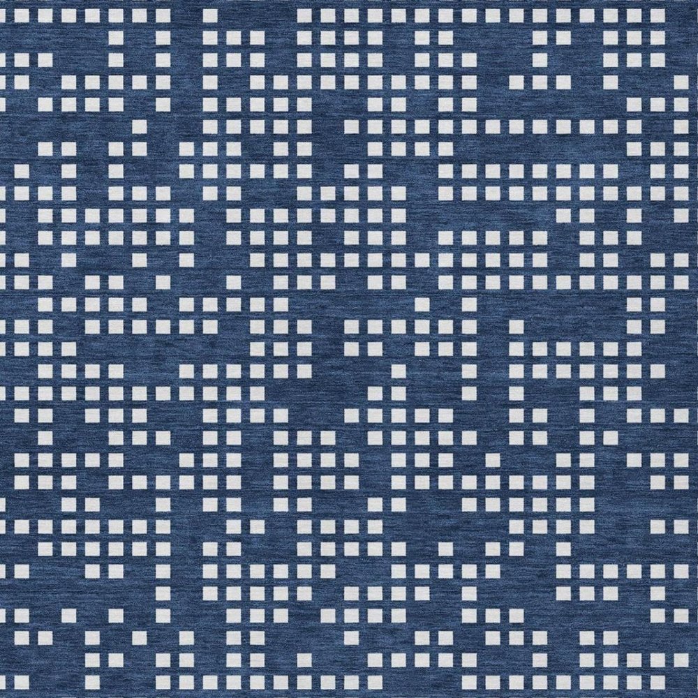 9' X 12' Navy Blue And Blue Abstract Washable Indoor Outdoor Area Rug — view 9