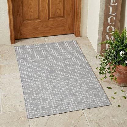 3' X 5' Pewter And Gray Abstract Washable Indoor Outdoor Area Rug HomeRoots