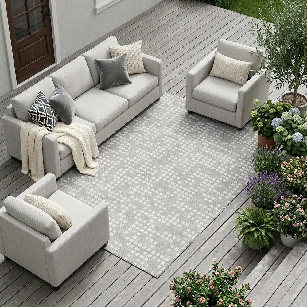 10' X 14' Pewter And Gray Abstract Washable Indoor Outdoor Area Rug — view 5