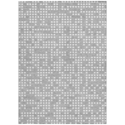 10' X 14' Pewter And Gray Abstract Washable Indoor Outdoor Area Rug