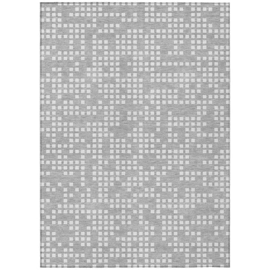 10' X 14' Pewter And Gray Abstract Washable Indoor Outdoor Area Rug