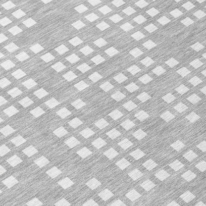 10' X 14' Pewter And Gray Abstract Washable Indoor Outdoor Area Rug