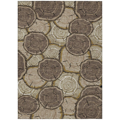 3' X 5' Brown And Chocolate Faux Bois Washable Indoor Outdoor Area Rug HomeRoots