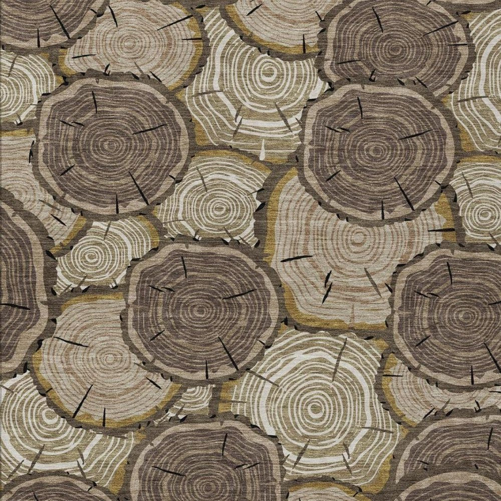 8' X 10' Brown And Chocolate Faux Bois Washable Indoor Outdoor Area Rug