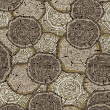 8' X 10' Brown And Chocolate Faux Bois Washable Indoor Outdoor Area Rug
