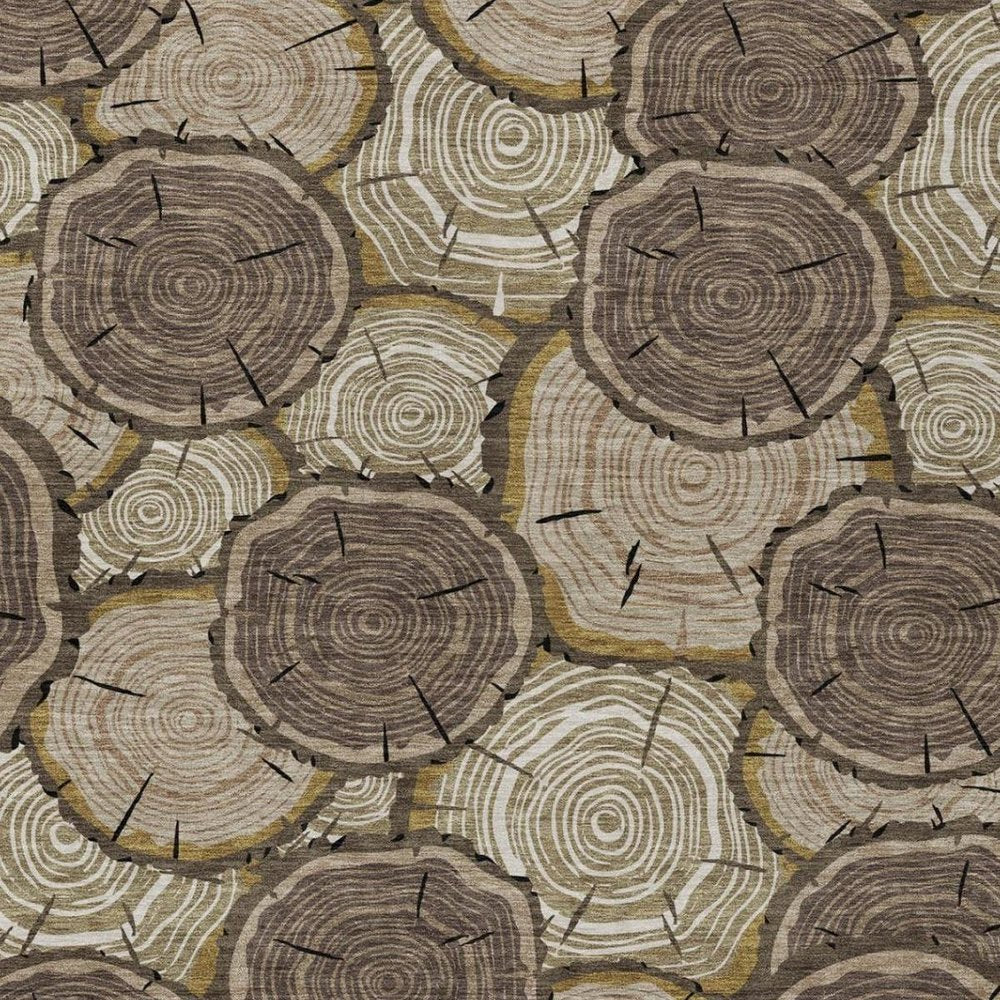 8' X 10' Brown And Chocolate Faux Bois Washable Indoor Outdoor Area Rug — view 9