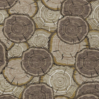 8' X 10' Brown And Chocolate Faux Bois Washable Indoor Outdoor Area Rug