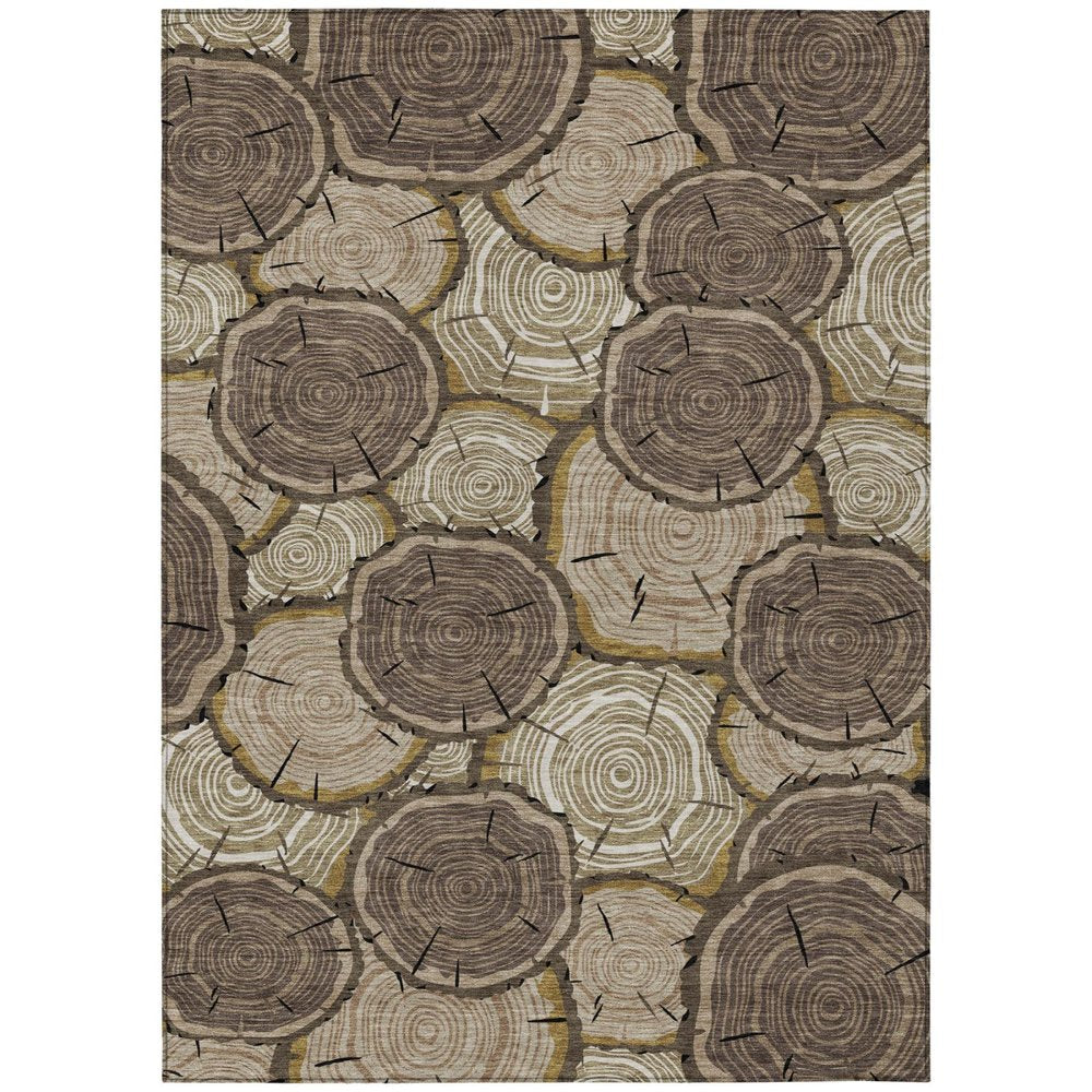 8' X 10' Brown And Chocolate Faux Bois Washable Indoor Outdoor Area Rug HomeRoots