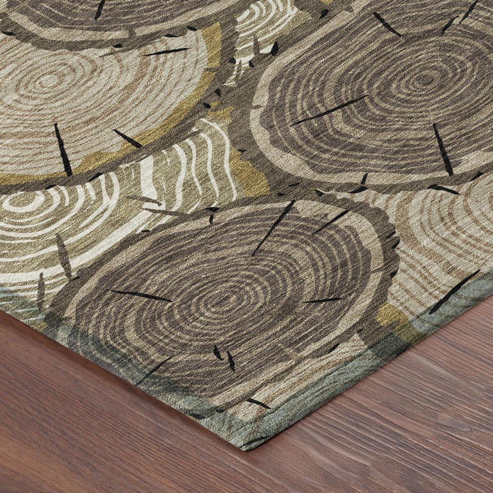 10' X 14' Brown And Chocolate Faux Bois Washable Indoor Outdoor Area Rug HomeRoots