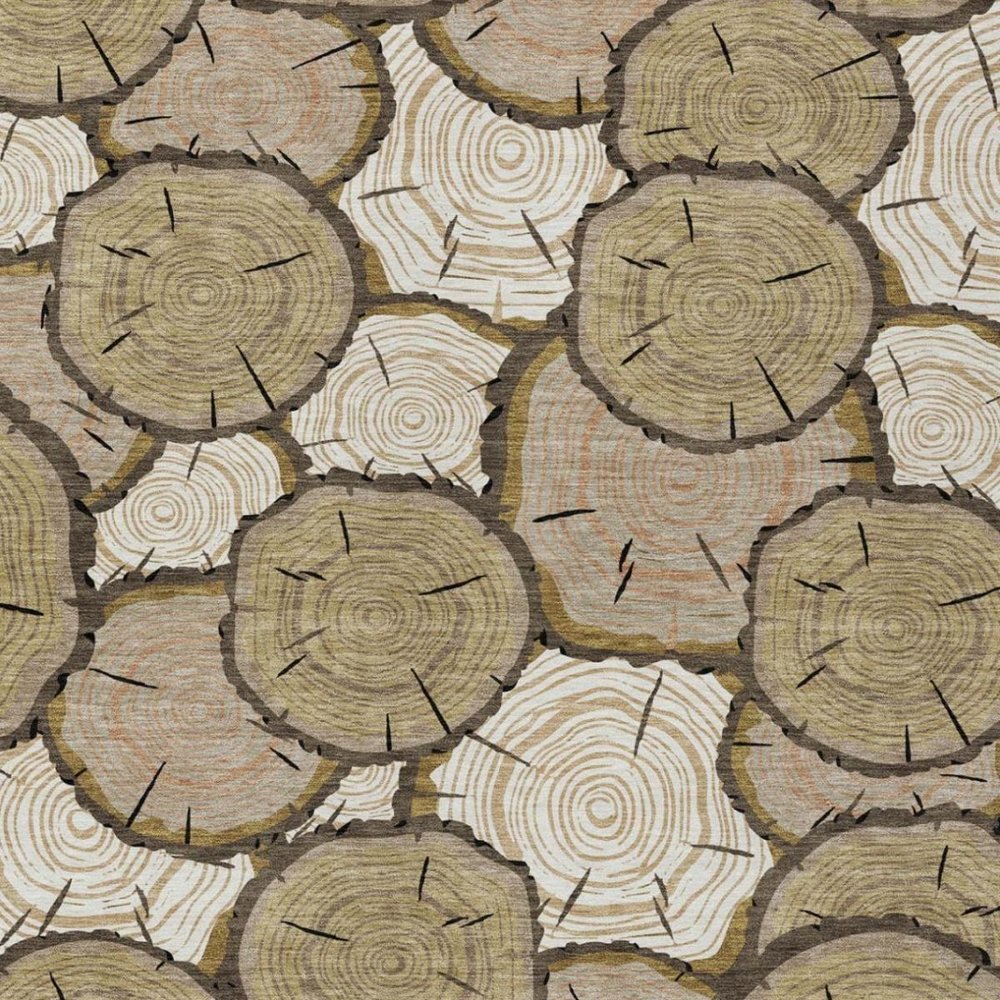 10' X 14' Gold And Beige Faux Bois Washable Indoor Outdoor Area Rug — view 7