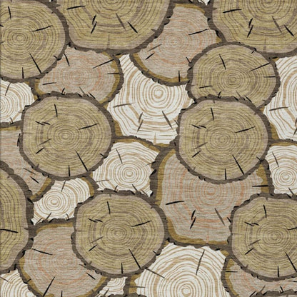10' X 14' Gold And Beige Faux Bois Washable Indoor Outdoor Area Rug