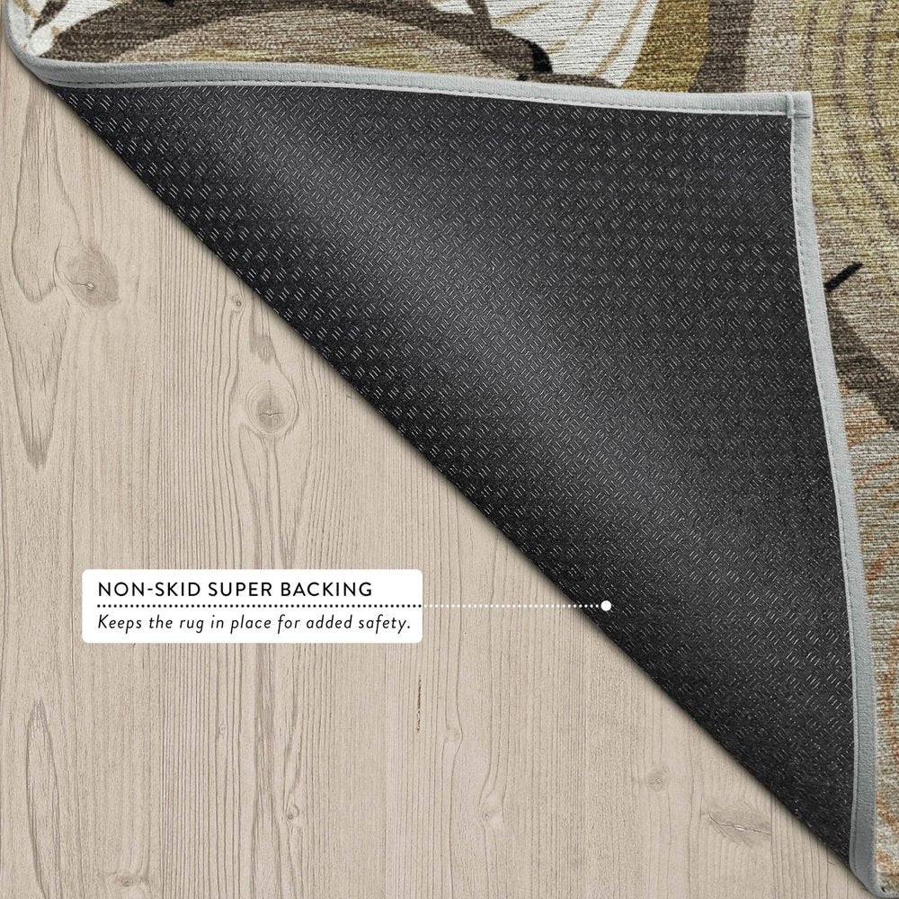 10' X 14' Gold And Beige Faux Bois Washable Indoor Outdoor Area Rug — view 2