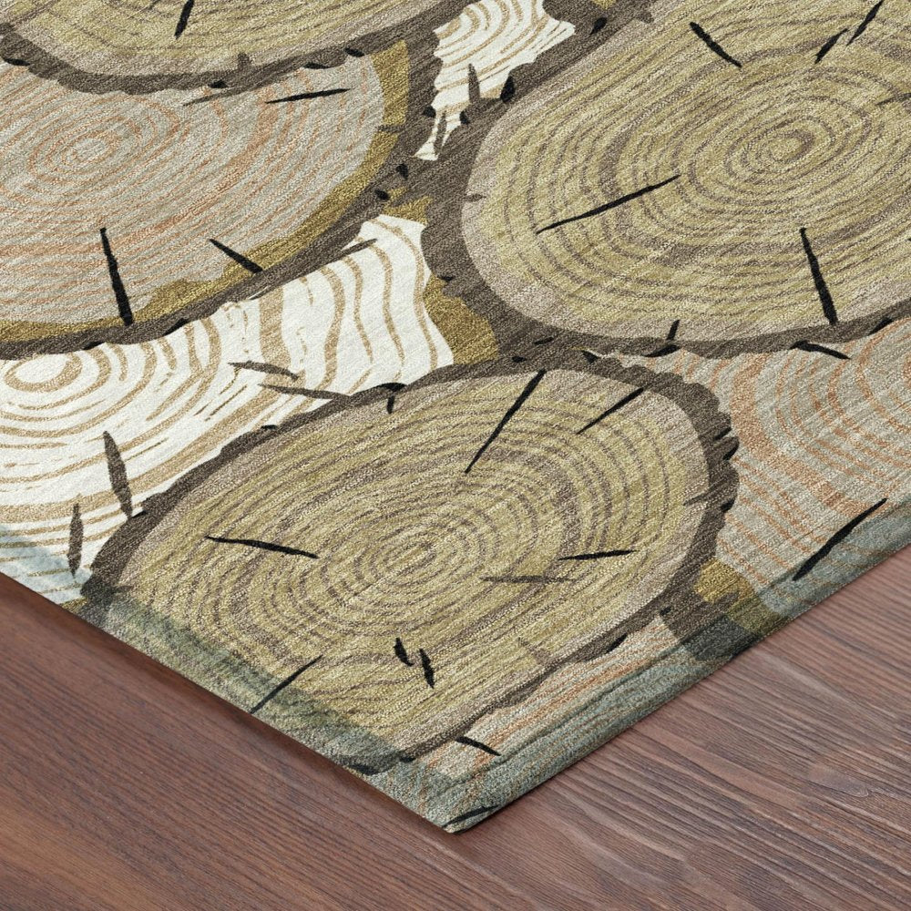 10' X 14' Gold And Beige Faux Bois Washable Indoor Outdoor Area Rug HomeRoots