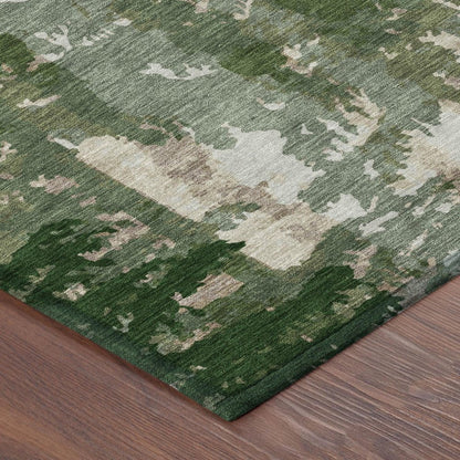 8' X 10' Green And Beige Floral Washable Indoor Outdoor Area Rug HomeRoots