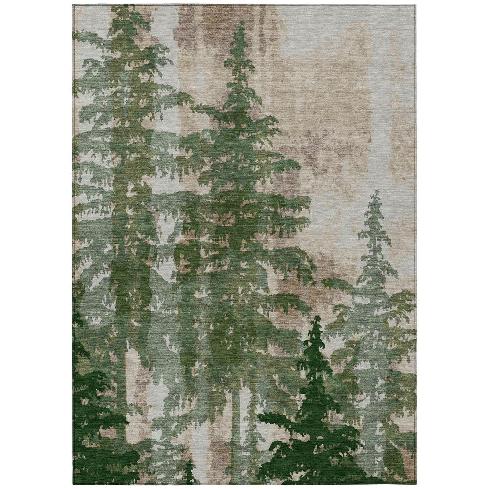 9' X 12' Green And Beige Floral Washable Indoor Outdoor Area Rug HomeRoots