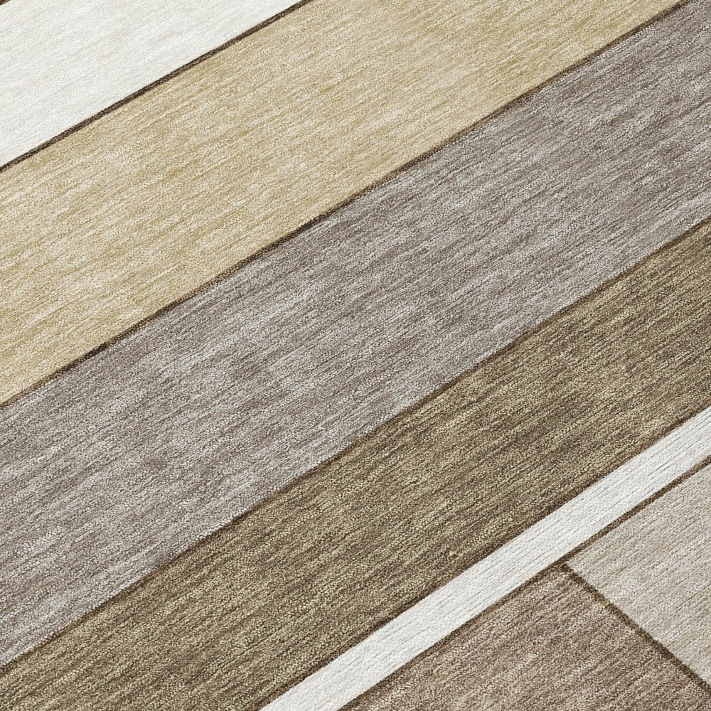 3' X 5' Beige And Brown Geometric Washable Indoor Outdoor Area Rug HomeRoots