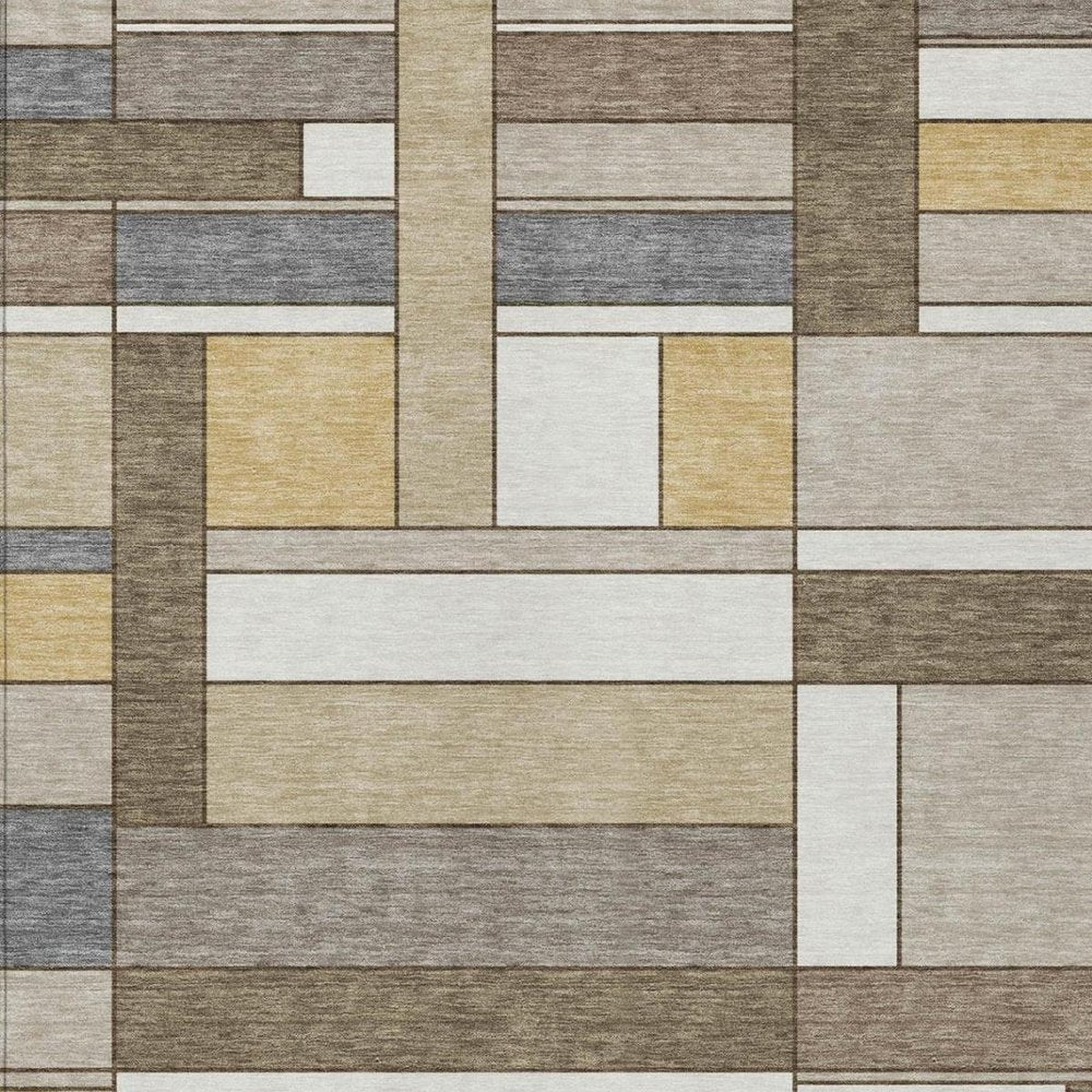 10' X 14' Beige And Brown Geometric Washable Indoor Outdoor Area Rug — view 8