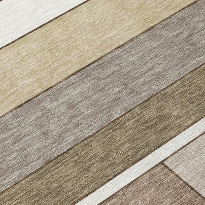 10' X 14' Beige And Brown Geometric Washable Indoor Outdoor Area Rug HomeRoots
