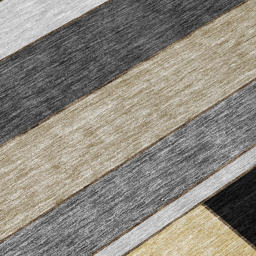 9' X 12' Black And Graphite Geometric Washable Indoor Outdoor Area Rug HomeRoots
