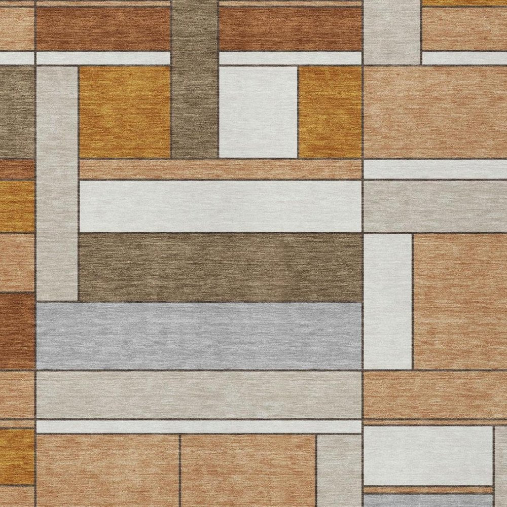3' X 5' Copper And Orange Geometric Washable Indoor Outdoor Area Rug — view 7
