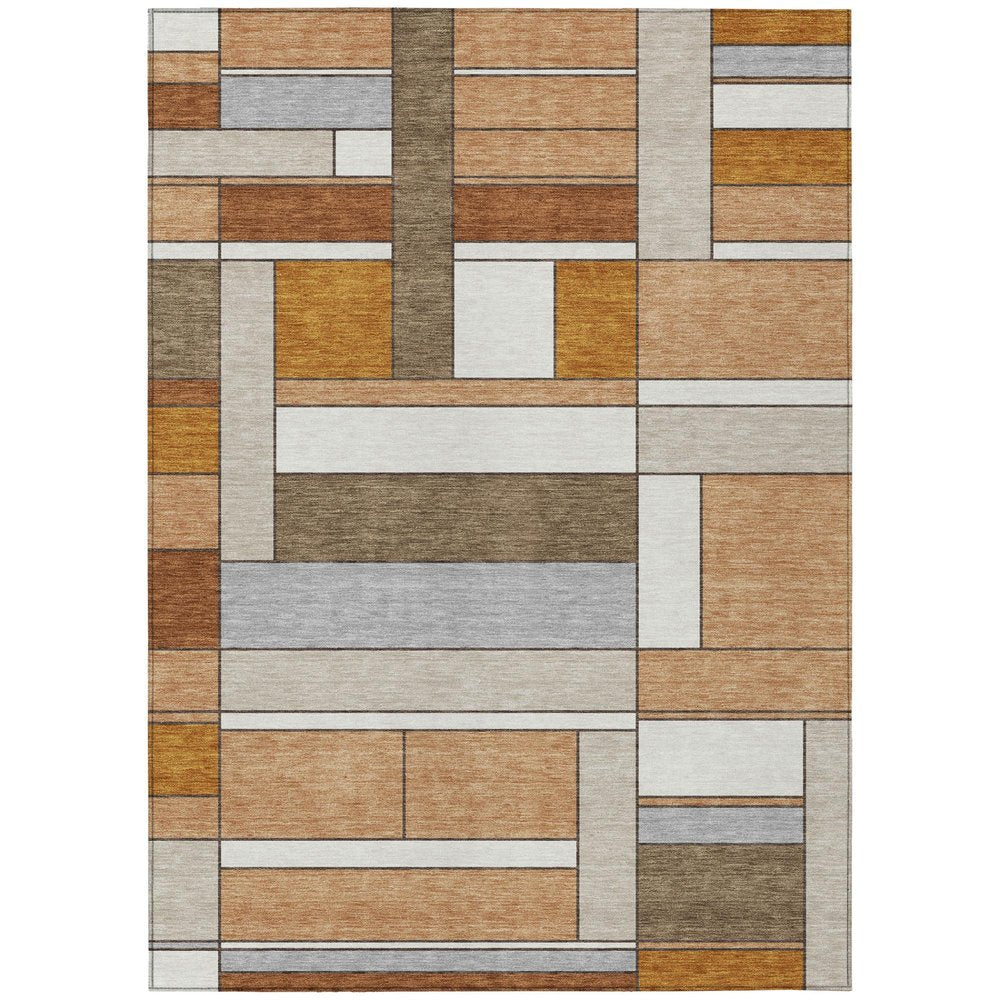 3' X 5' Copper And Orange Geometric Washable Indoor Outdoor Area Rug HomeRoots