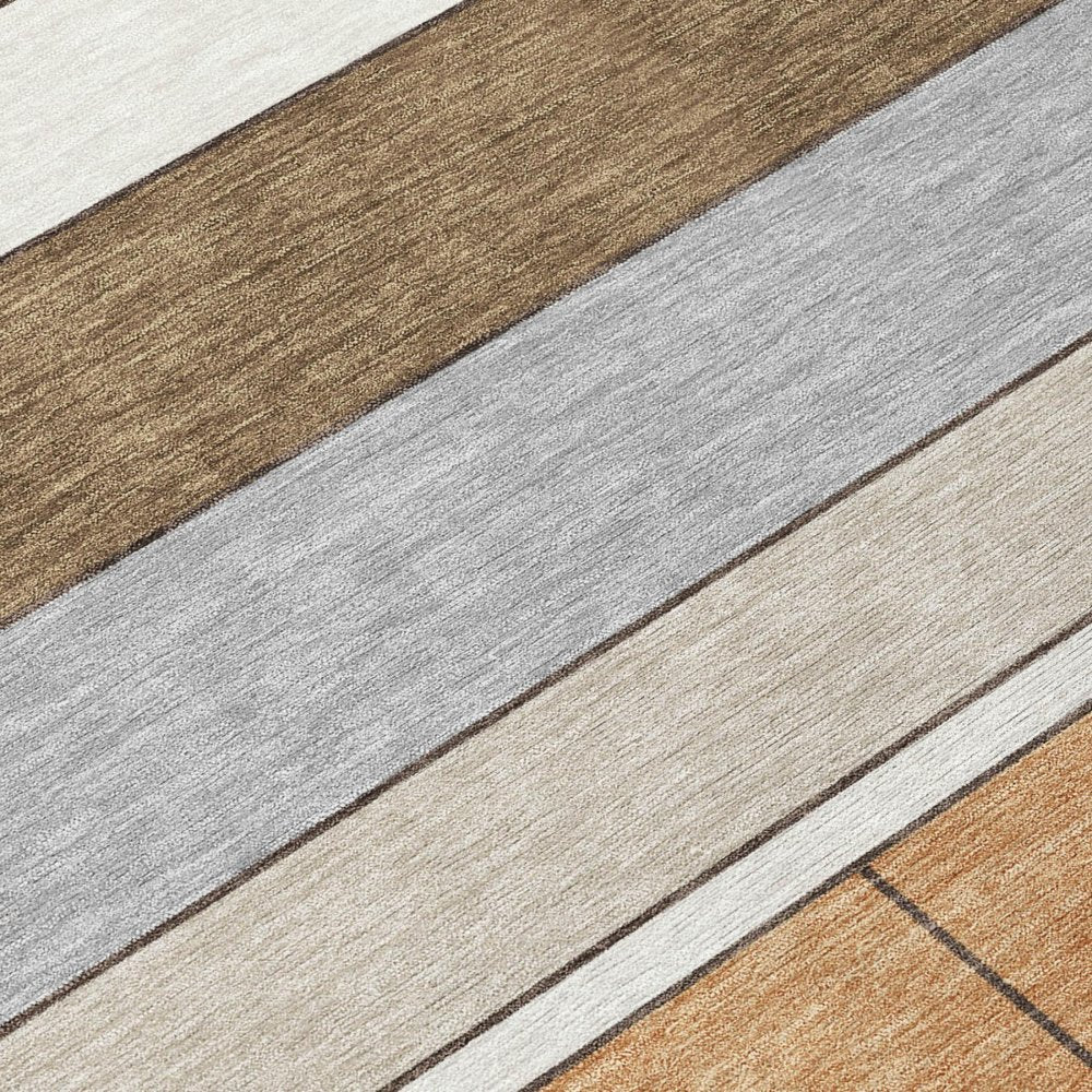 3' X 5' Copper And Orange Geometric Washable Indoor Outdoor Area Rug — view 3