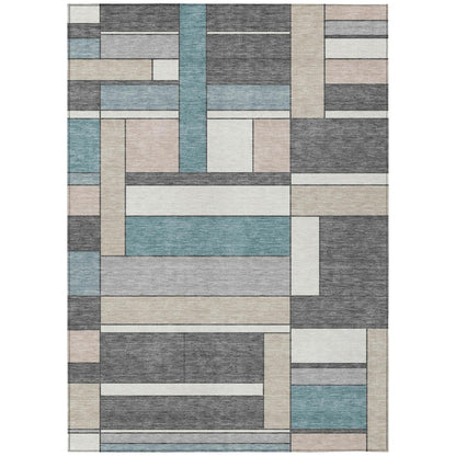 3' X 5' Gray And Graphite Geometric Washable Indoor Outdoor Area Rug HomeRoots