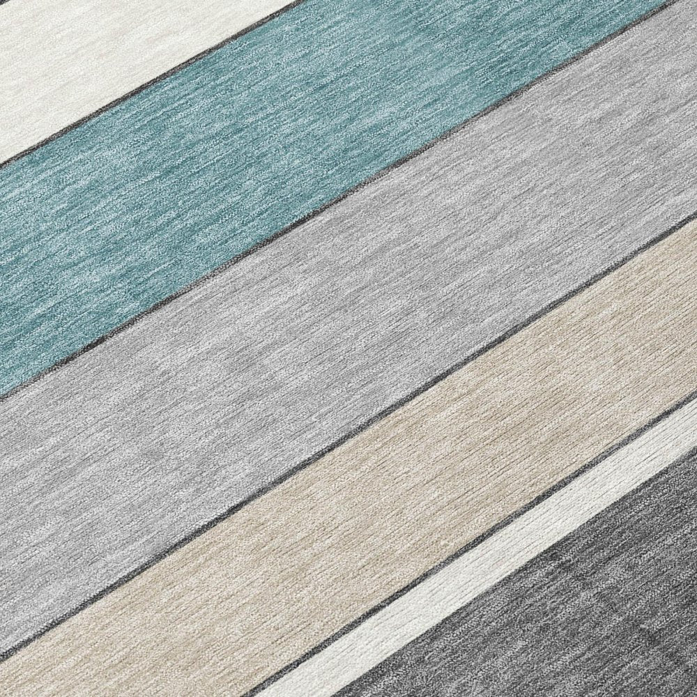 8' Gray And Graphite Round Geometric Washable Indoor Outdoor Area Rug — view 3