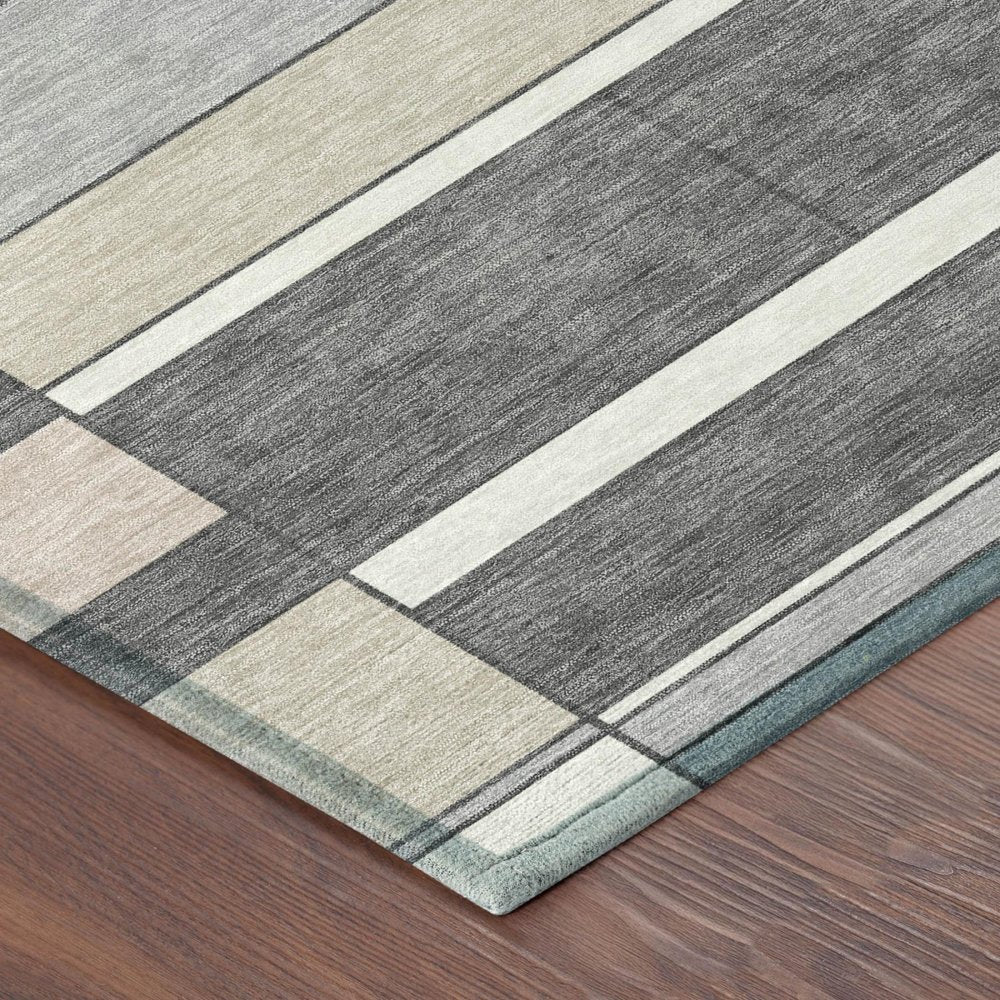 8' X 10' Gray And Graphite Geometric Washable Indoor Outdoor Area Rug HomeRoots