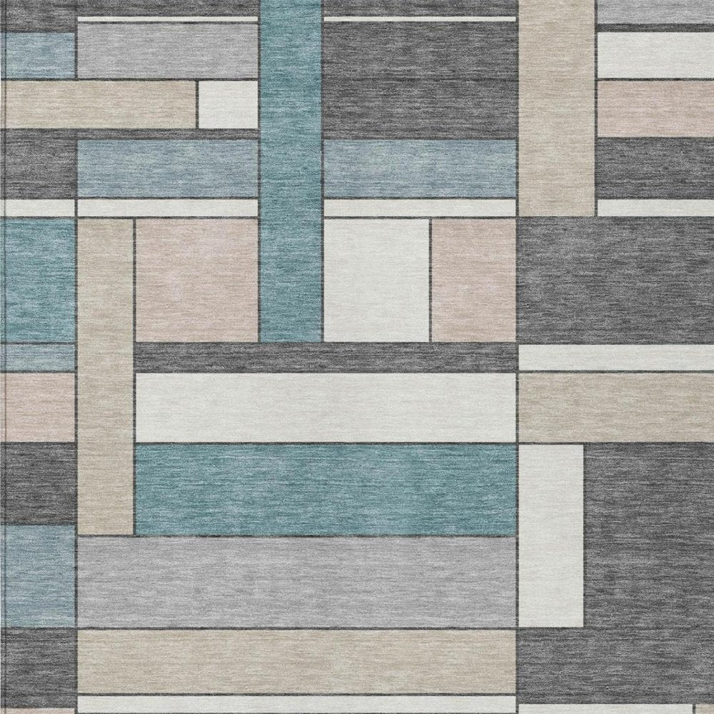 9' X 12' Gray And Graphite Geometric Washable Indoor Outdoor Area Rug