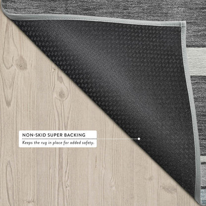 9' X 12' Gray And Graphite Geometric Washable Indoor Outdoor Area Rug