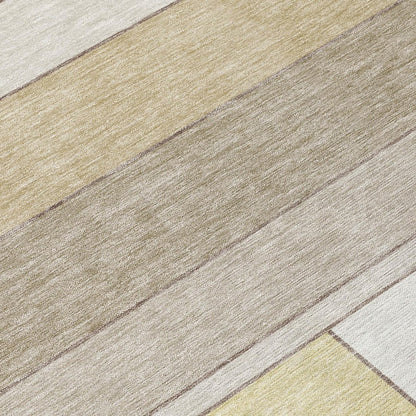 3' X 5' Ivory And Beige Geometric Washable Indoor Outdoor Area Rug HomeRoots