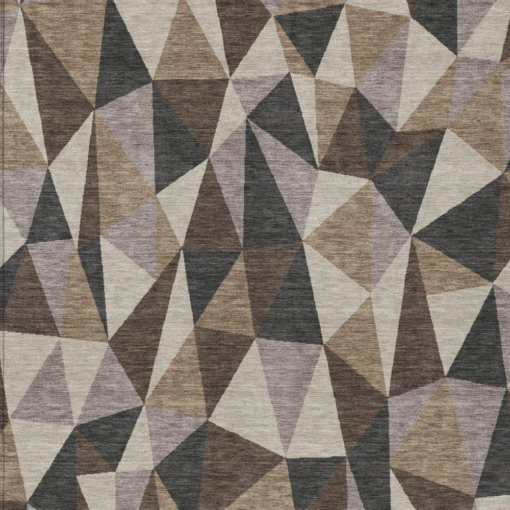 5' X 8' Beige And Brown Geometric Washable Indoor Outdoor Area Rug — view 9