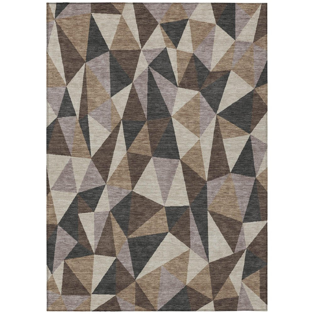 5' X 8' Beige And Brown Geometric Washable Indoor Outdoor Area Rug HomeRoots