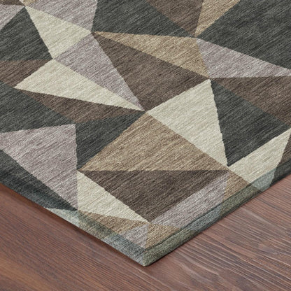 5' X 8' Beige And Brown Geometric Washable Indoor Outdoor Area Rug