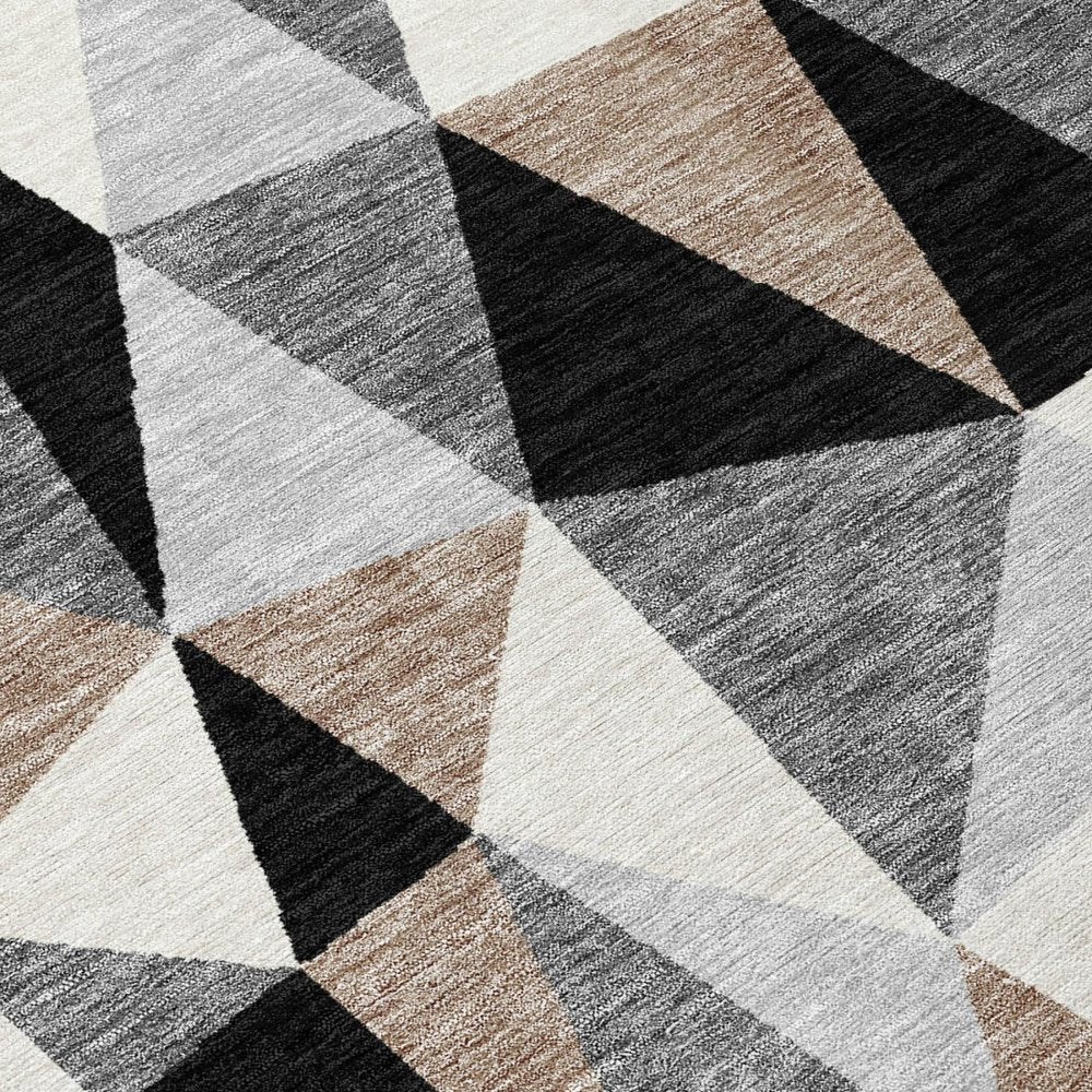 5' X 8' Black And Graphite Geometric Washable Indoor Outdoor Area Rug — view 3