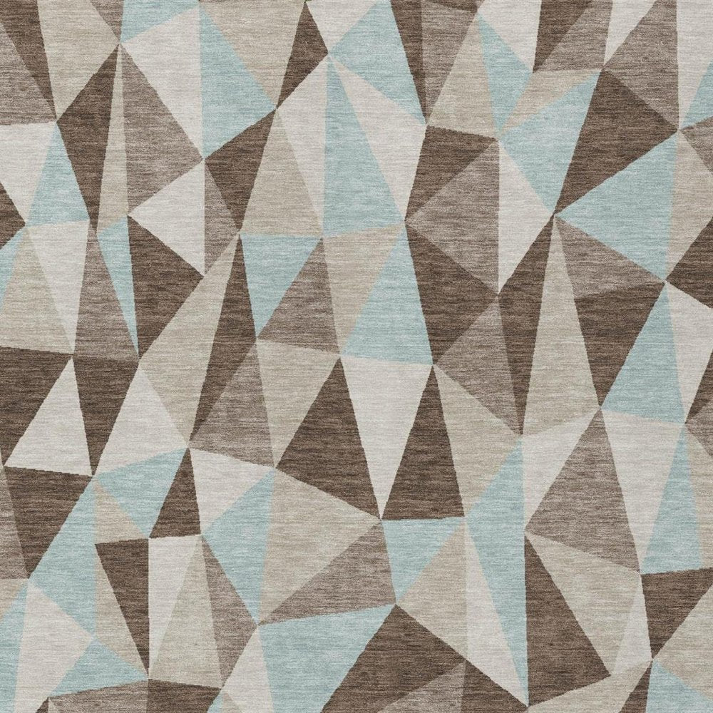8' X 10' Coffee And Brown Geometric Washable Indoor Outdoor Area Rug — view 7