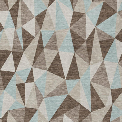 8' X 10' Coffee And Brown Geometric Washable Indoor Outdoor Area Rug