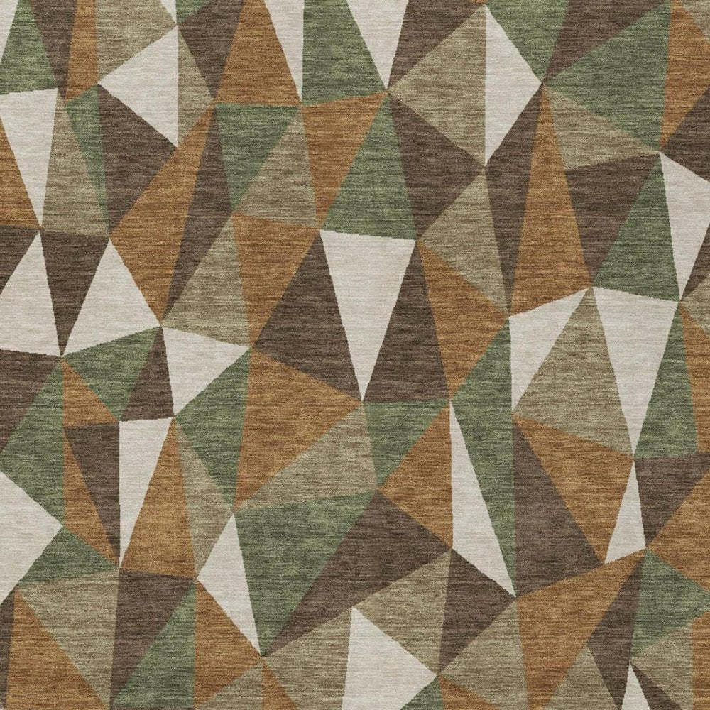 5' X 8' Chocolate And Brown Geometric Washable Indoor Outdoor Area Rug — view 7