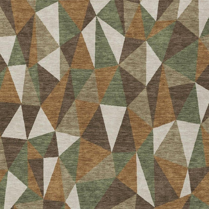 5' X 8' Chocolate And Brown Geometric Washable Indoor Outdoor Area Rug