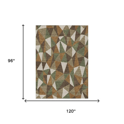 8' X 10' Chocolate And Brown Geometric Washable Indoor Outdoor Area Rug HomeRoots