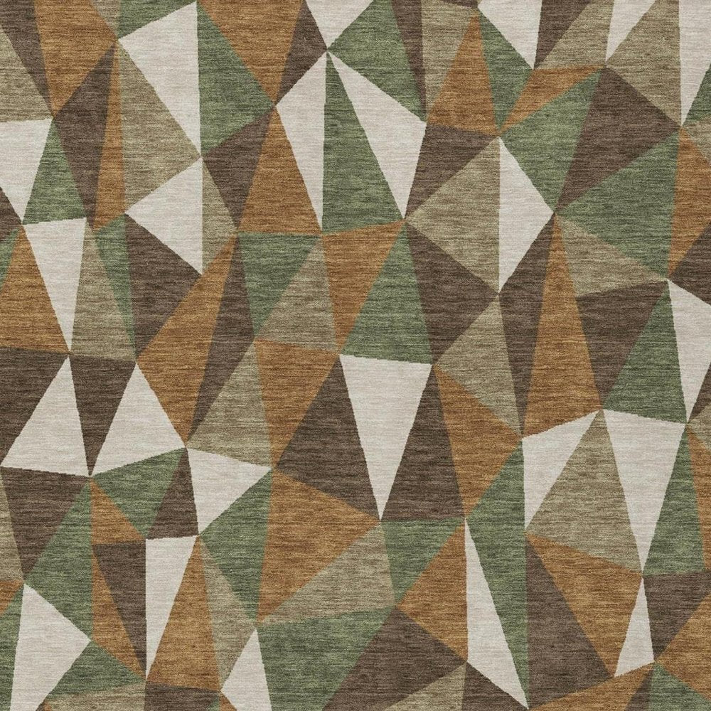 8' X 10' Chocolate And Brown Geometric Washable Indoor Outdoor Area Rug