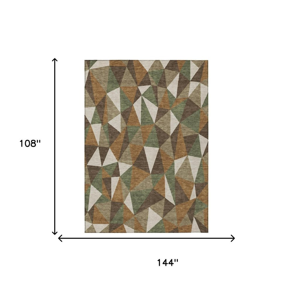 9' X 12' Chocolate And Brown Geometric Washable Indoor Outdoor Area Rug HomeRoots